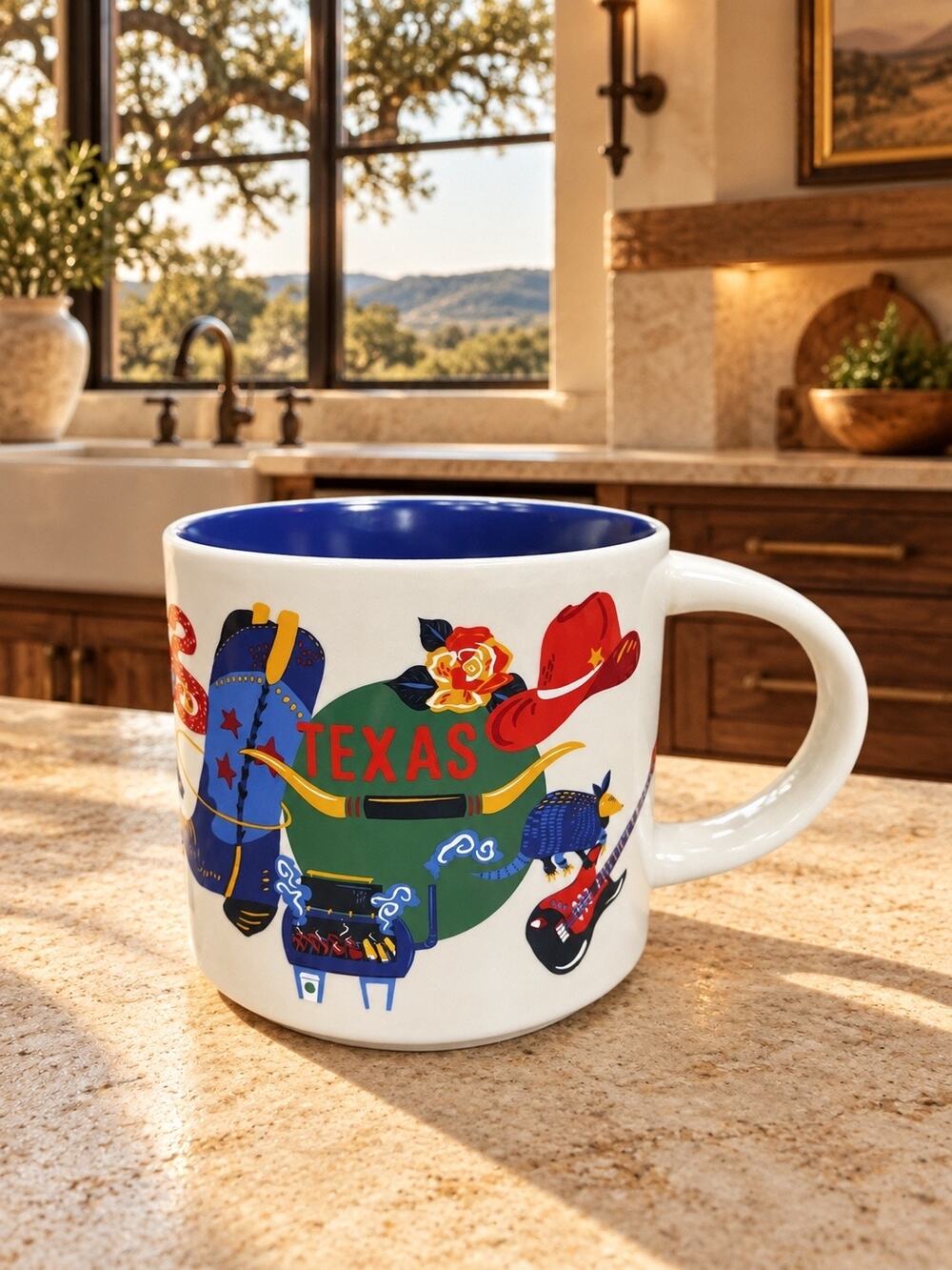 Starbucks Texas Discovery Series Mug 14 oz Cobalt Blue Interior